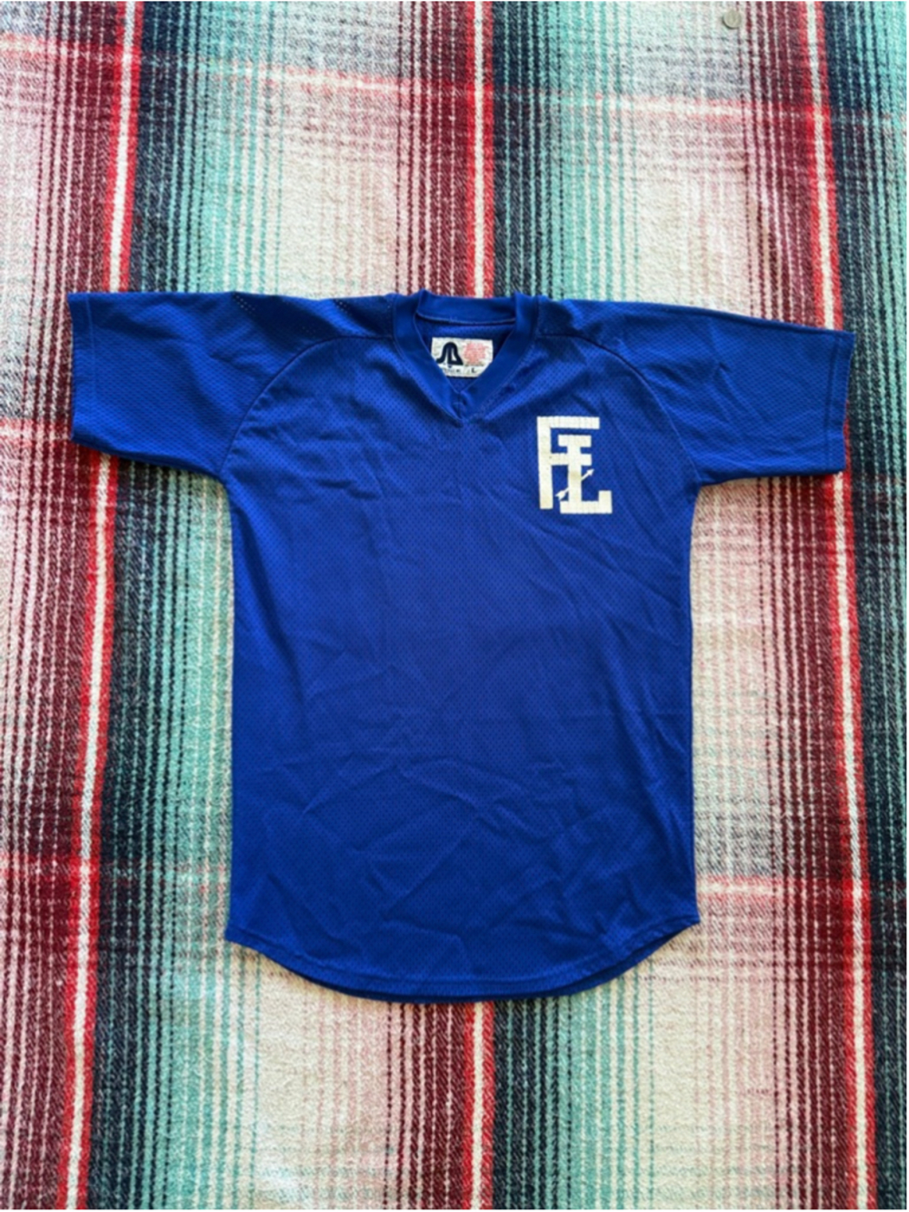 Vintage Blue Mesh Baseball Jersey L